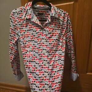 Talbots size medium button down hearts blouse
